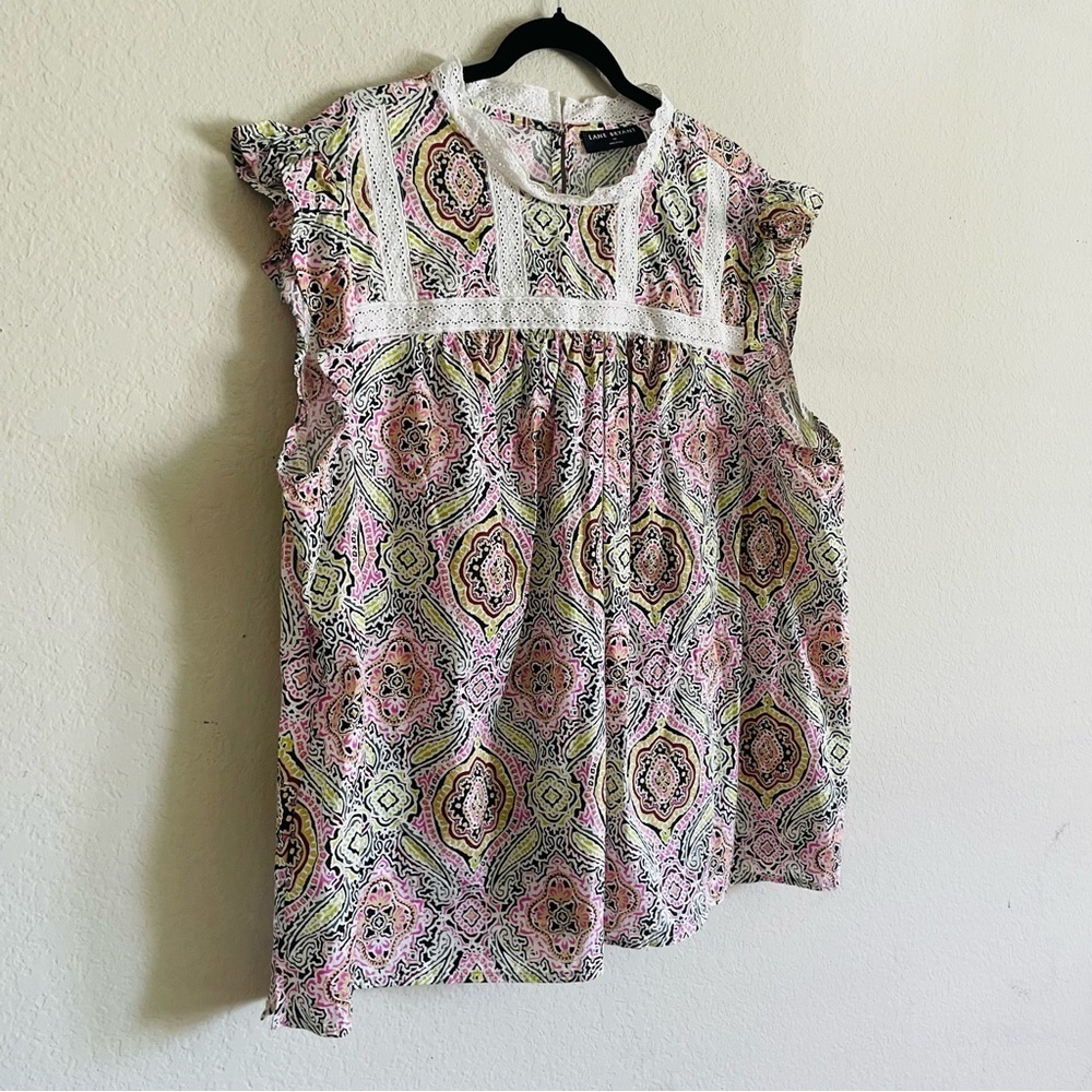 Lane Bryant Colorful Patterned Women's Top size 24 cottage-core 100% cotton chic - Picture 2 of 8